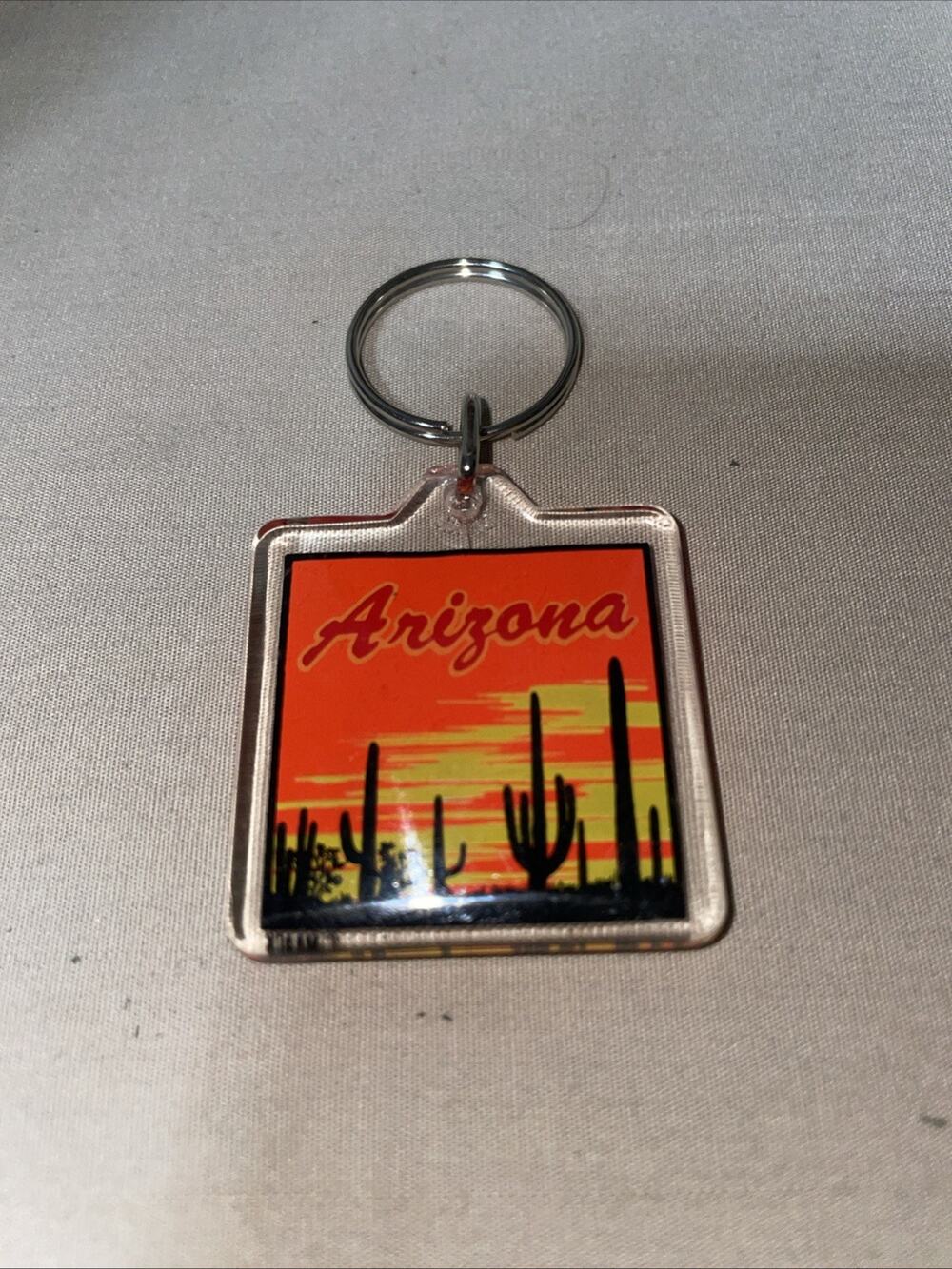 Arizona Desert Cactus Travel Souvenir Keychain Key Ring Double-Sided